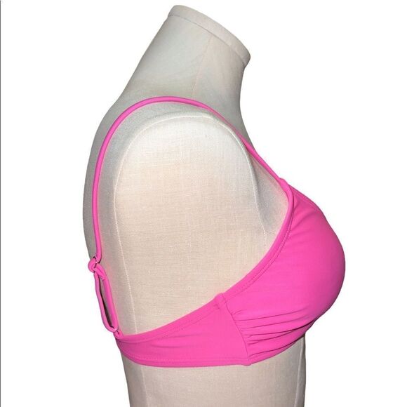 Hula Honey Solid Zipper Bralette Bikini Top Swim Pink Medium NWT - Picture 5 of 8